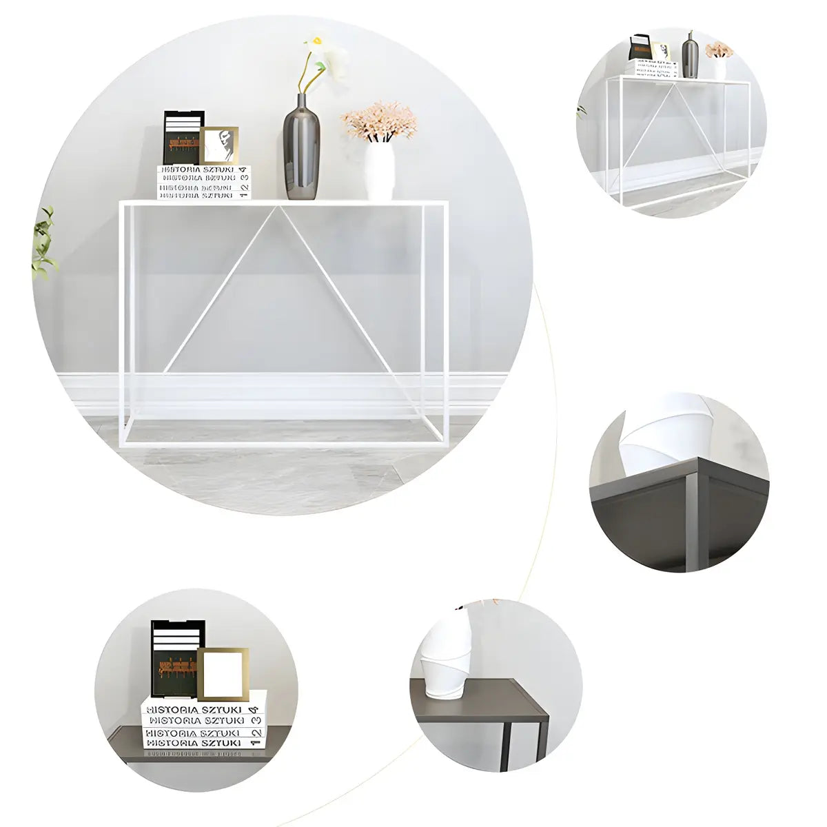 Minimalist Metal Black Stain Resistant Console Table Image - 9