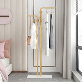 Minimalist Metal Gold High Freestanding Coat Rack with Hooks Image - 14
