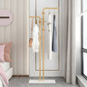 Minimalist Metal Gold High Freestanding Coat Rack with Hooks Image - 14