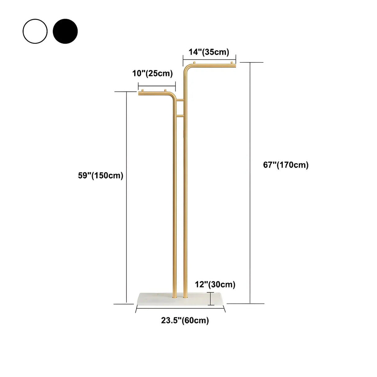Minimalist Metal Gold High Freestanding Coat Rack with Hooks Image - 25