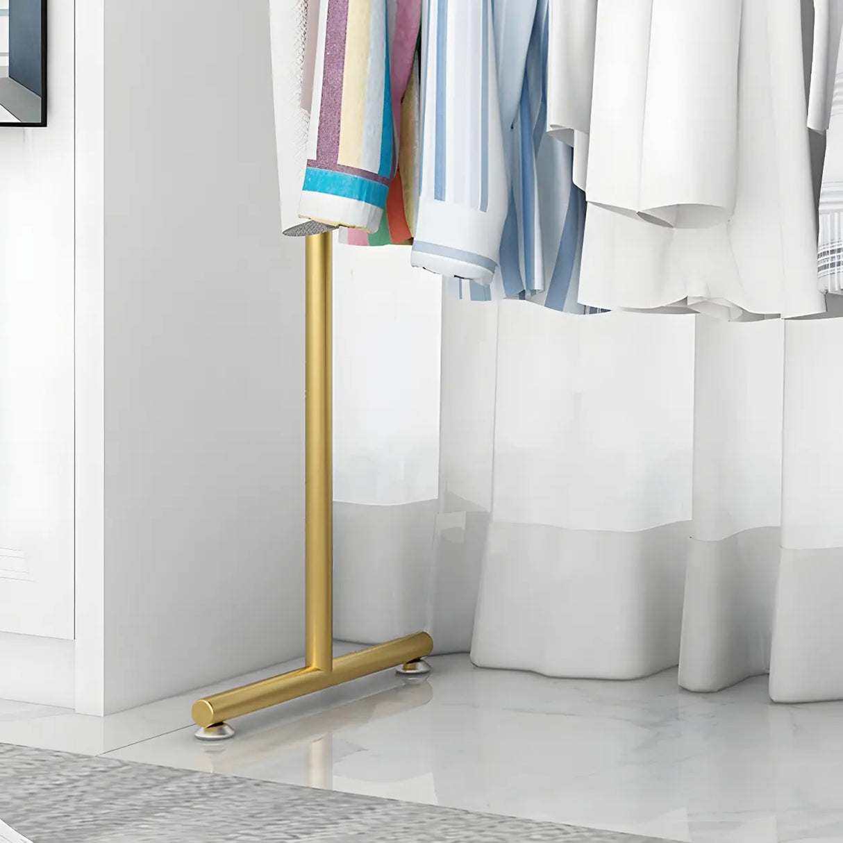 Minimalist Metal Gold Large Free Standing Coat Rack Image - 11