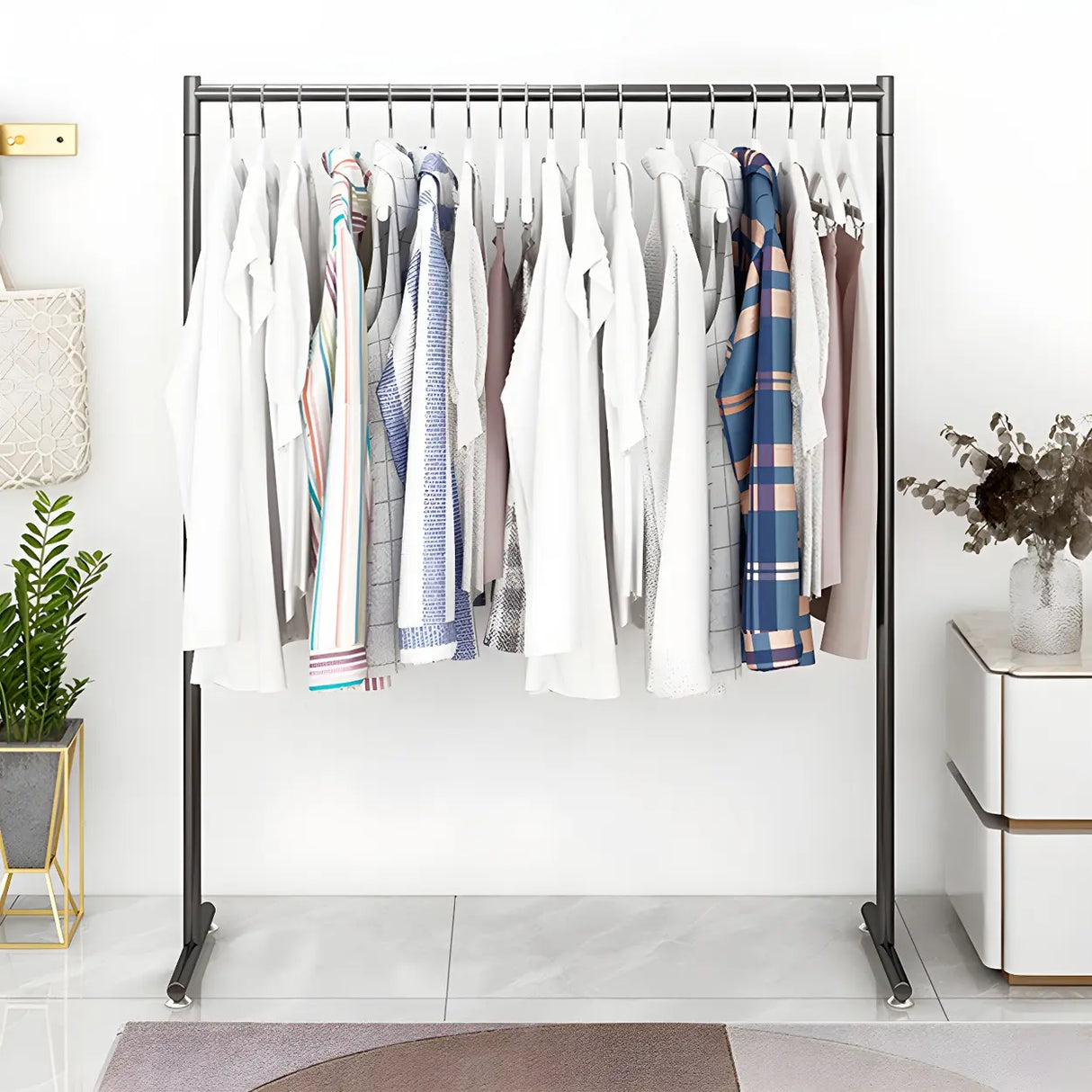 Minimalist Metal Gold Large Free Standing Coat Rack Image - 16