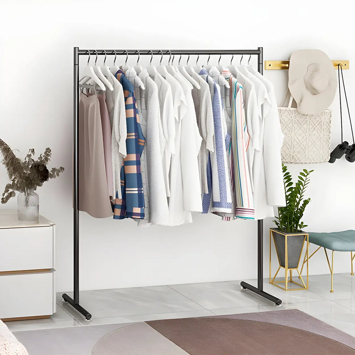Minimalist Metal Gold Large Free Standing Coat Rack Image - 20