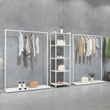 Minimalist Metal White Freestanding Coat Rack with Shelf Image - 1