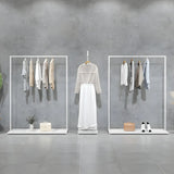 Minimalist Metal White Freestanding Coat Rack with Shelf Image - 10