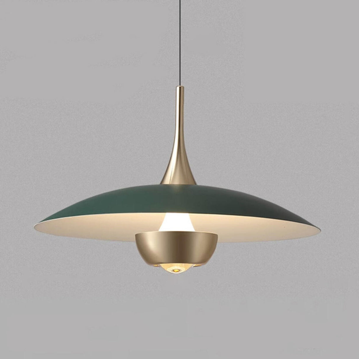 Minimalist Modern Blue Green Metal Cone LED Pendant Light Image - 5