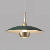 Minimalist Modern Blue Green Metal Cone LED Pendant Light Image - 5