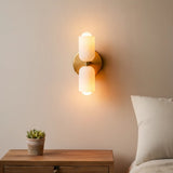 Minimalist Modern Cylindrical Glass Up and Down Wall Light Image - 1
