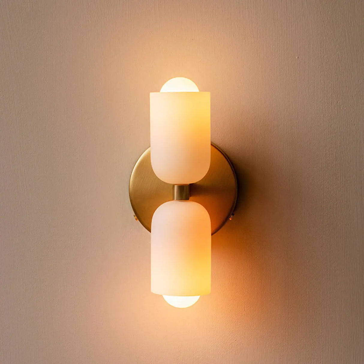 Minimalist Modern Cylindrical Glass Up and Down Wall Light Image - 3