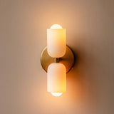 Minimalist Modern Cylindrical Glass Up and Down Wall Light Image - 3