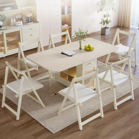 Minimalist Modern Folding White Drop Leaf Dining Table Image - 2