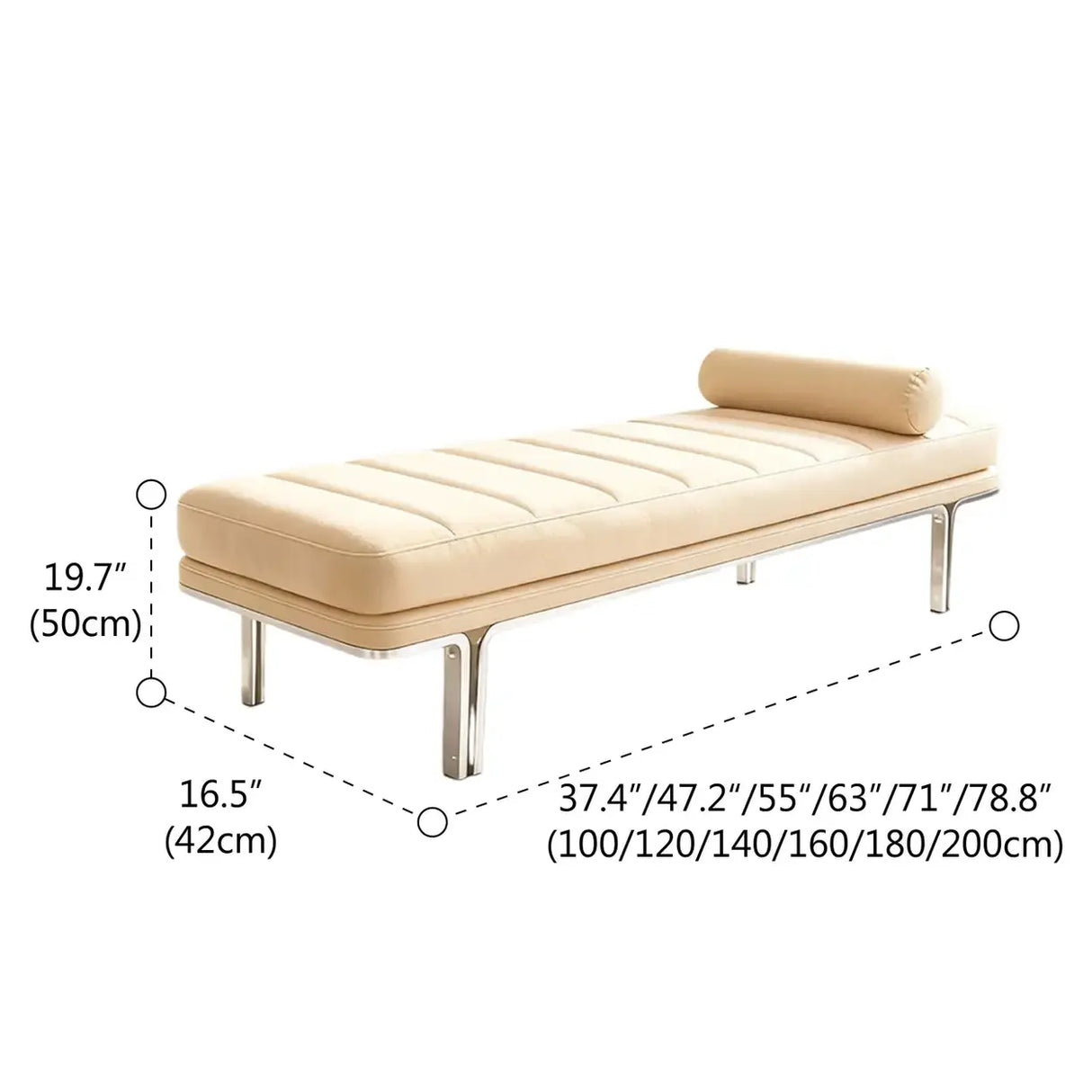 Minimalist Modern Leather Bedroom Bench With Bolster Pillow 