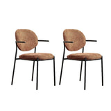 Minimalist Modern Low Back Fabric Upholstered Dining Chairs Image - 14