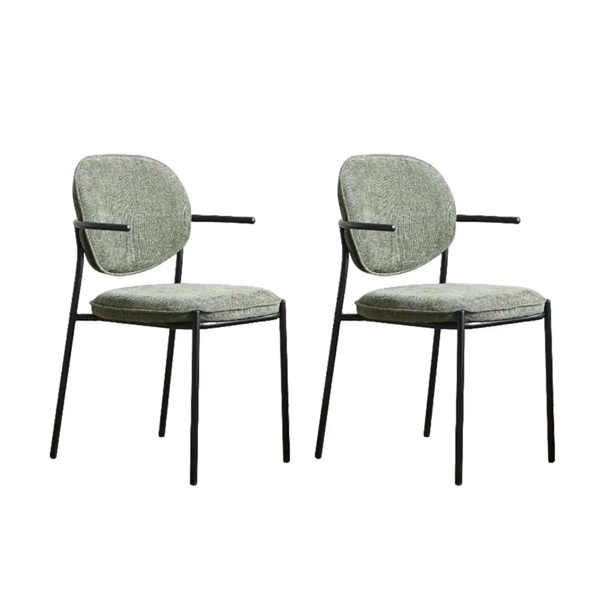Minimalist Modern Low Back Fabric Upholstered Dining Chairs Image - 16