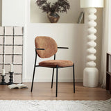 Minimalist Modern Low Back Fabric Upholstered Dining Chairs Image - 8