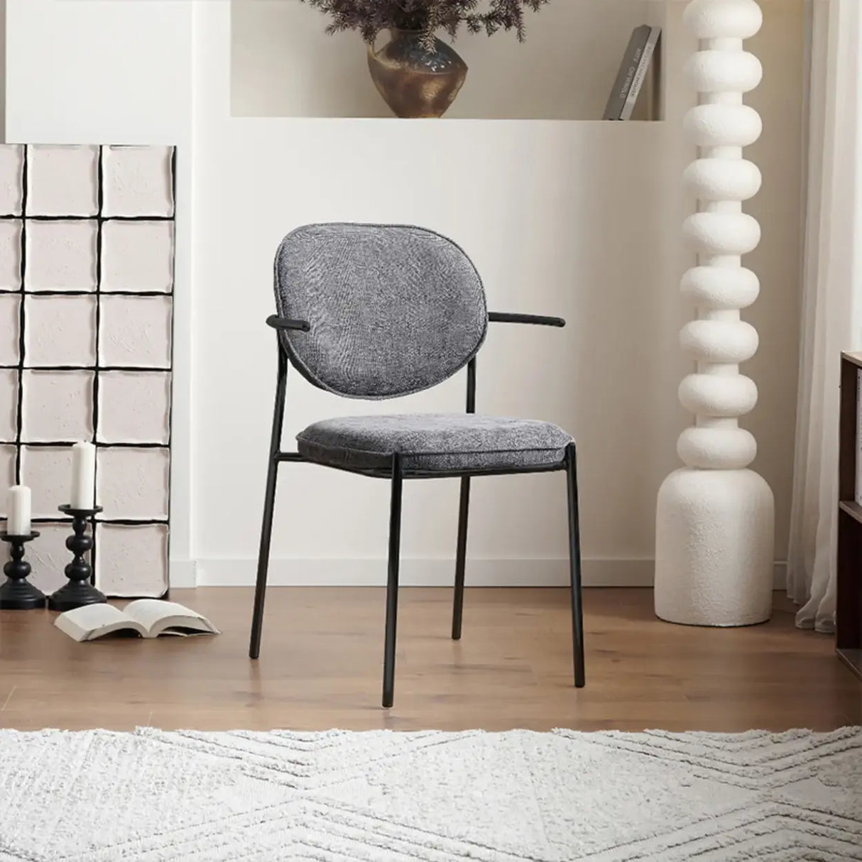 Minimalist Modern Low Back Fabric Upholstered Dining Chairs Image - 9