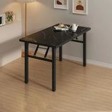 Minimalist Modern Rectangular White Folding Dining Table Image - 11