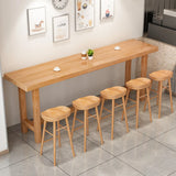Minimalist Modern	Rectangular Wood Bar Table With Footrest Image - 1