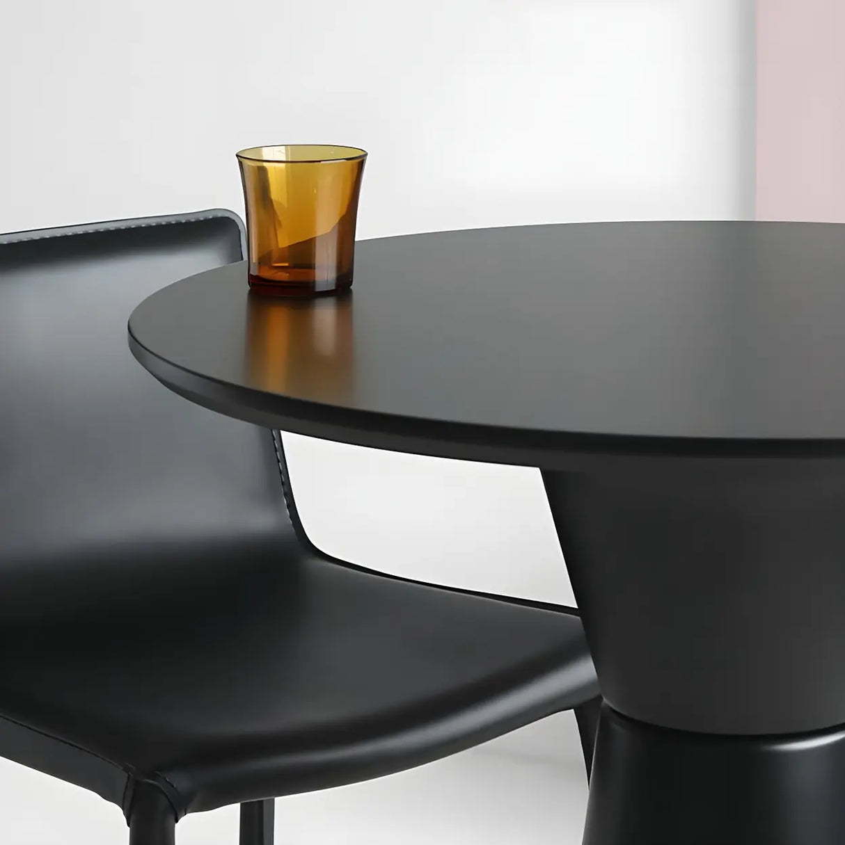 Minimalist Modern Round Pedestal Wood Bar Table for Two Image - 10