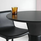 Minimalist Modern Round Pedestal Wood Bar Table for Two Image - 10