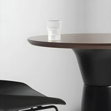 Minimalist Modern Round Pedestal Wood Bar Table for Two Image - 11