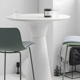 Minimalist Modern Round Pedestal Wood Bar Table for Two Image - 13