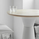 Minimalist Modern Round Pedestal Wood Bar Table for Two Image - 14