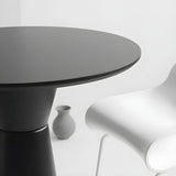 Minimalist Modern Round Pedestal Wood Bar Table for Two Image - 15