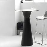 Minimalist Modern Round Pedestal Wood Bar Table for Two Image - 6