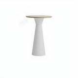 Minimalist Modern Round Pedestal Wood Bar Table for Two Image - 7