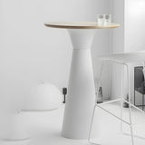 Minimalist Modern Round Pedestal Wood Bar Table for Two Image - 8
