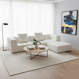 Minimalist Modern White Cotton-linen Sponge Modular Sofa Image - 1