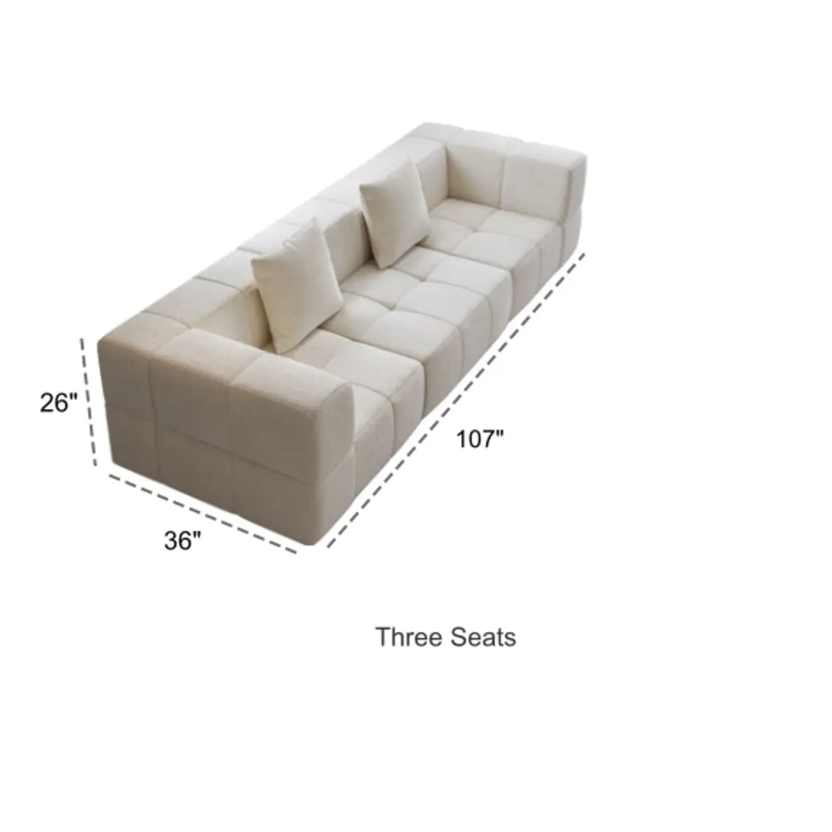 Minimalist Modern White Cotton-linen Sponge Modular Sofa Image - 11