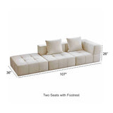 Minimalist Modern White Cotton-linen Sponge Modular Sofa Image - 12