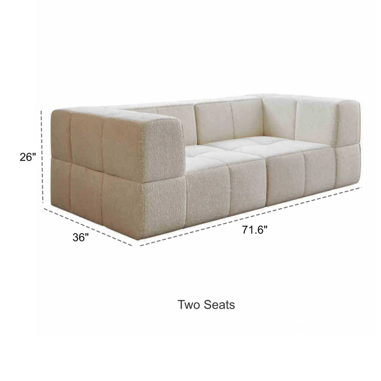 Minimalist Modern White Cotton-linen Sponge Modular Sofa 