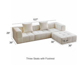 Minimalist Modern White Cotton-linen Sponge Modular Sofa Image - 9