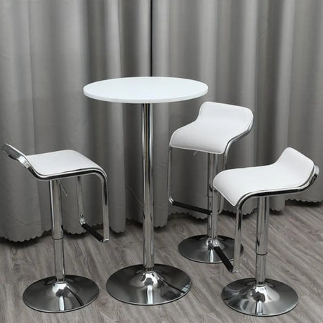 Minimalist Modern White Small Round Metal Pedestal Bar Table Image - 1