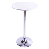 Minimalist Modern White Small Round Metal Pedestal Bar Table Image - 2