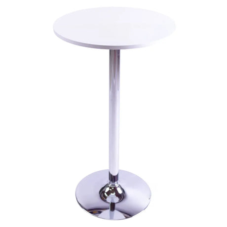 Minimalist Modern White Small Round Metal Pedestal Bar Table Image - 2