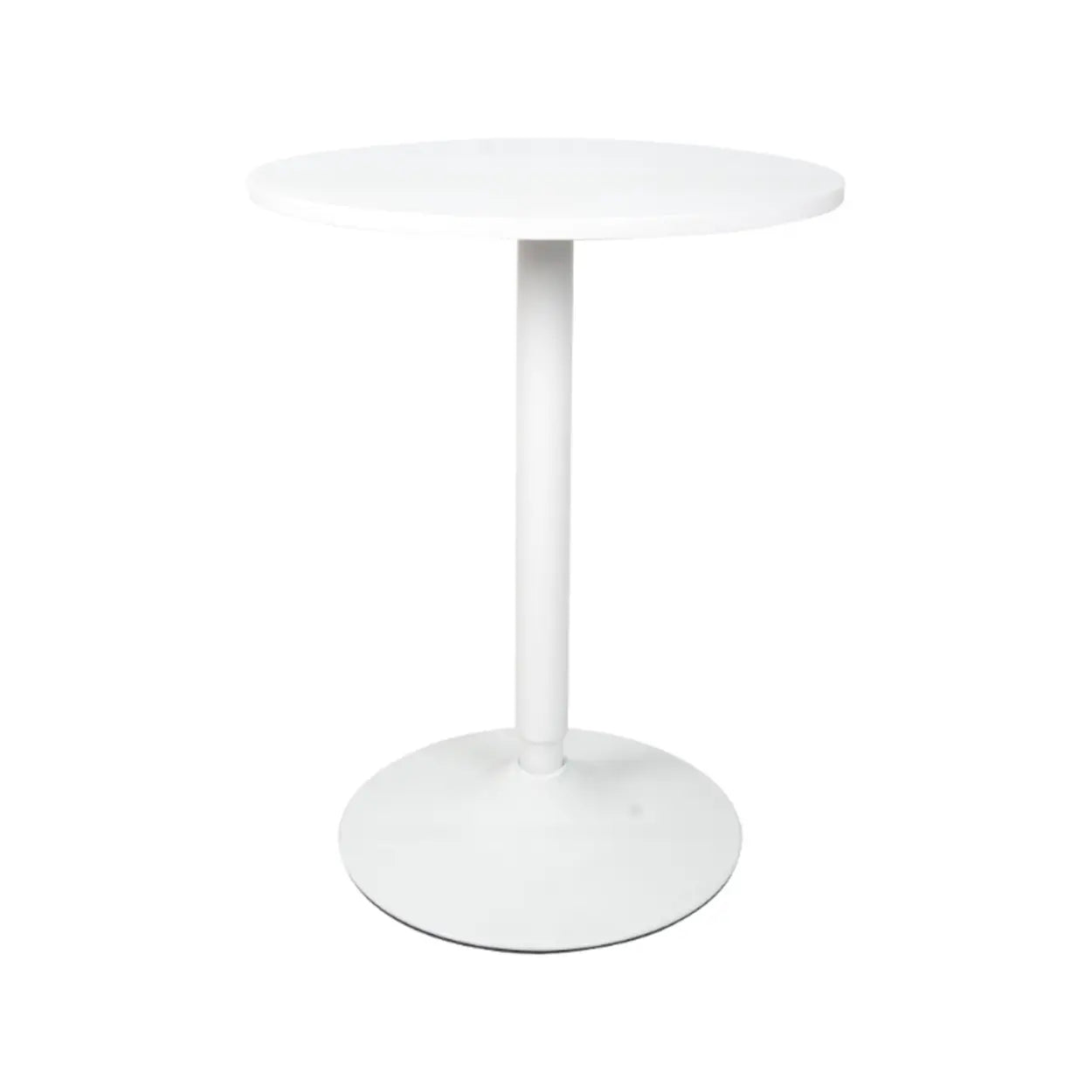 Minimalist Modern White Small Round Metal Pedestal Bar Table Image - 3