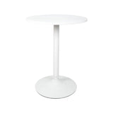 Minimalist Modern White Small Round Metal Pedestal Bar Table Image - 3