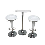 Minimalist Modern White Small Round Metal Pedestal Bar Table Image - 8