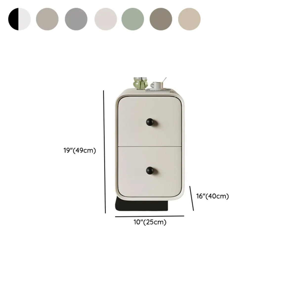 Minimalist Modern Wood Cream Nightstand with 2 Drawers 