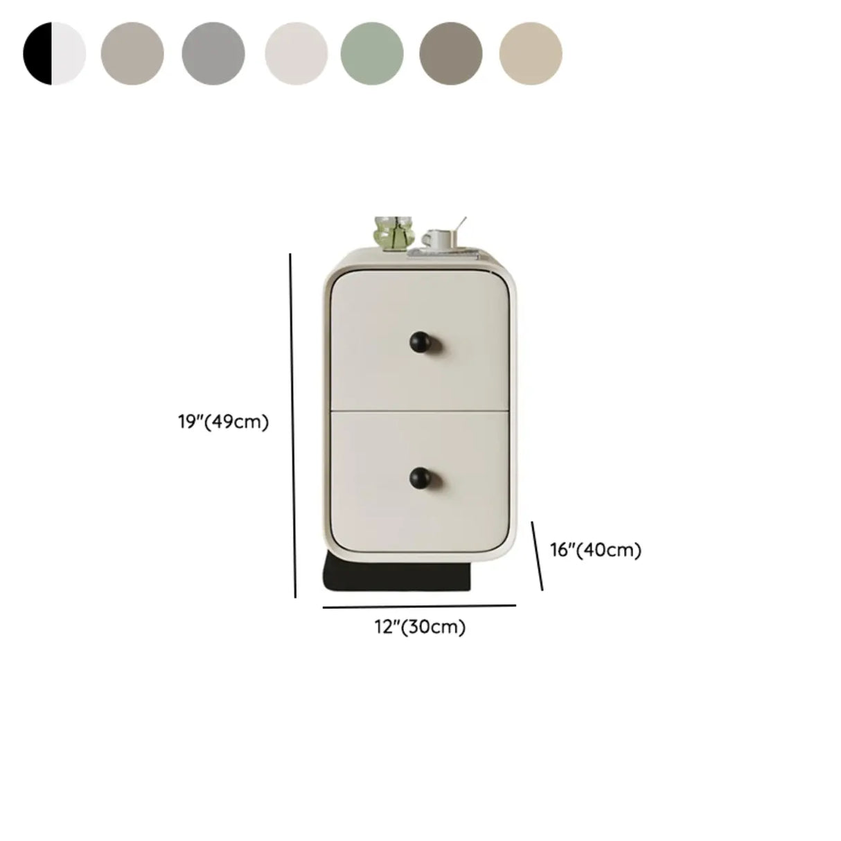 Minimalist Modern Wood Cream Nightstand with 2 Drawers Image - 14