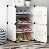 Minimalist Modular White Plastic Shoe Rack Entryway Image - 14