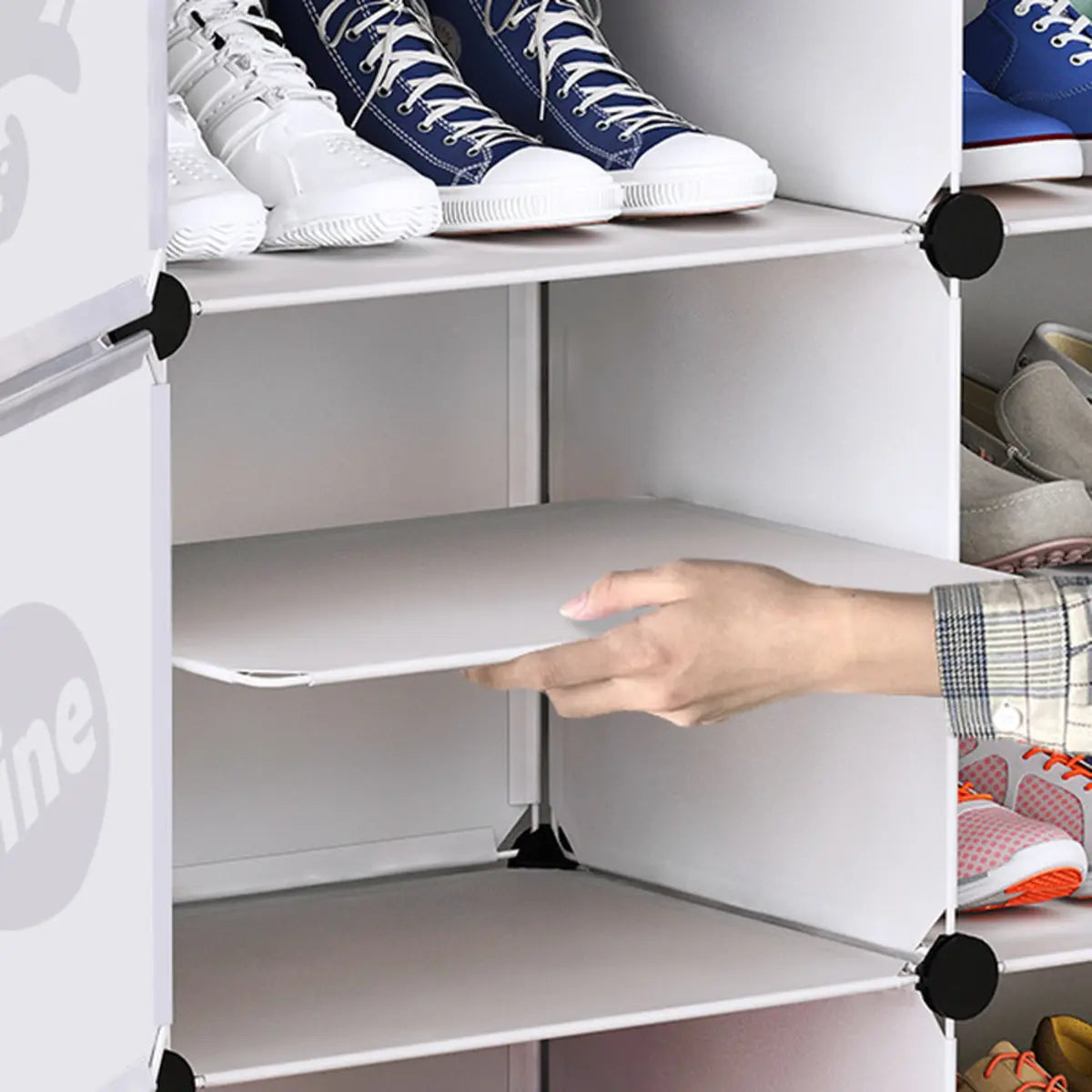 Minimalist Modular White Plastic Shoe Rack Entryway Image - 16