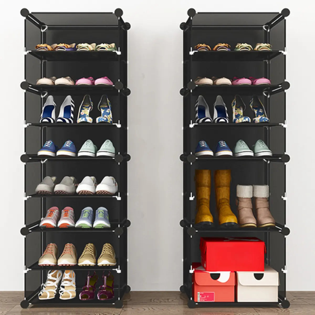 Minimalist Modular White Plastic Shoe Rack Entryway Image - 17