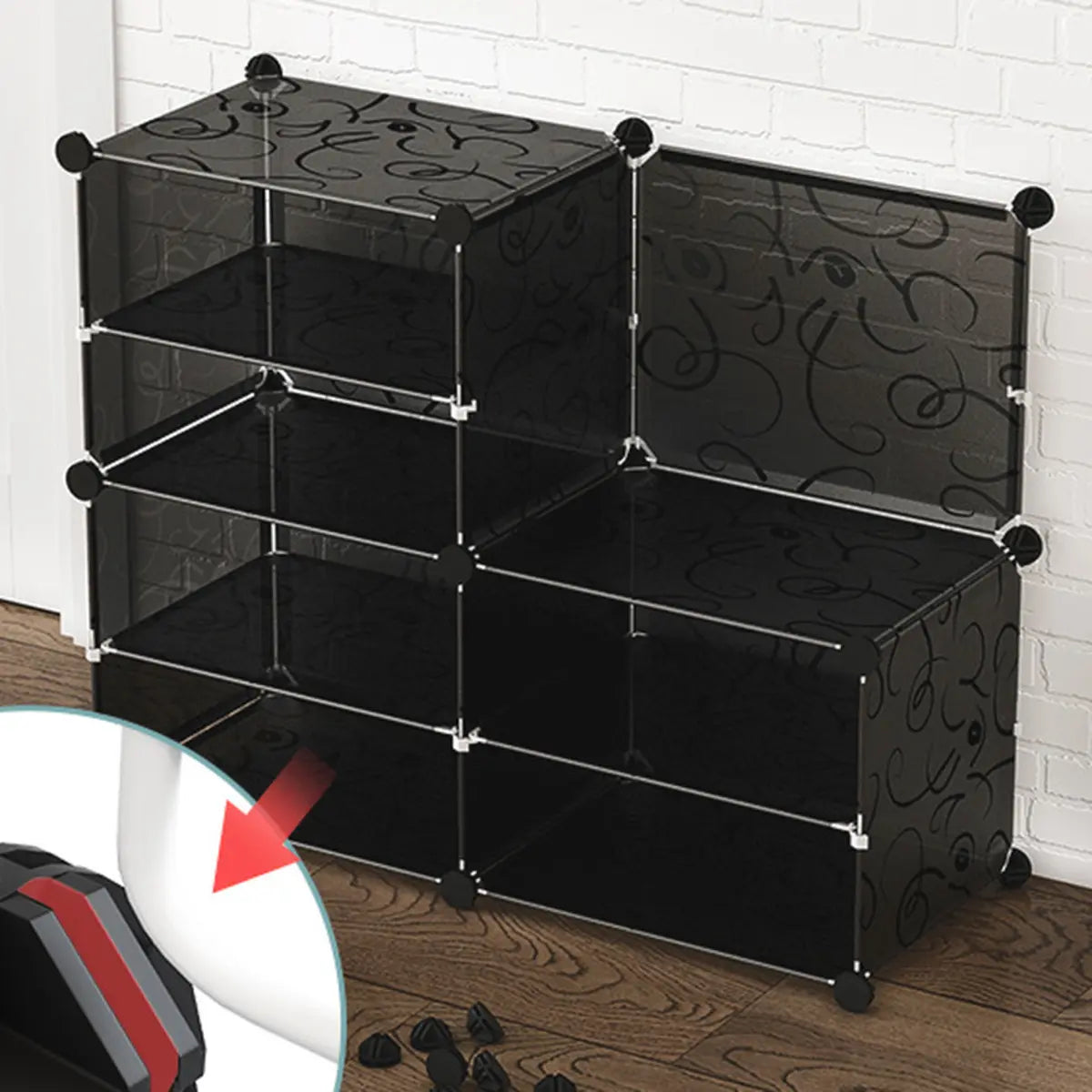 Minimalist Modular White Plastic Shoe Rack Entryway Image - 20