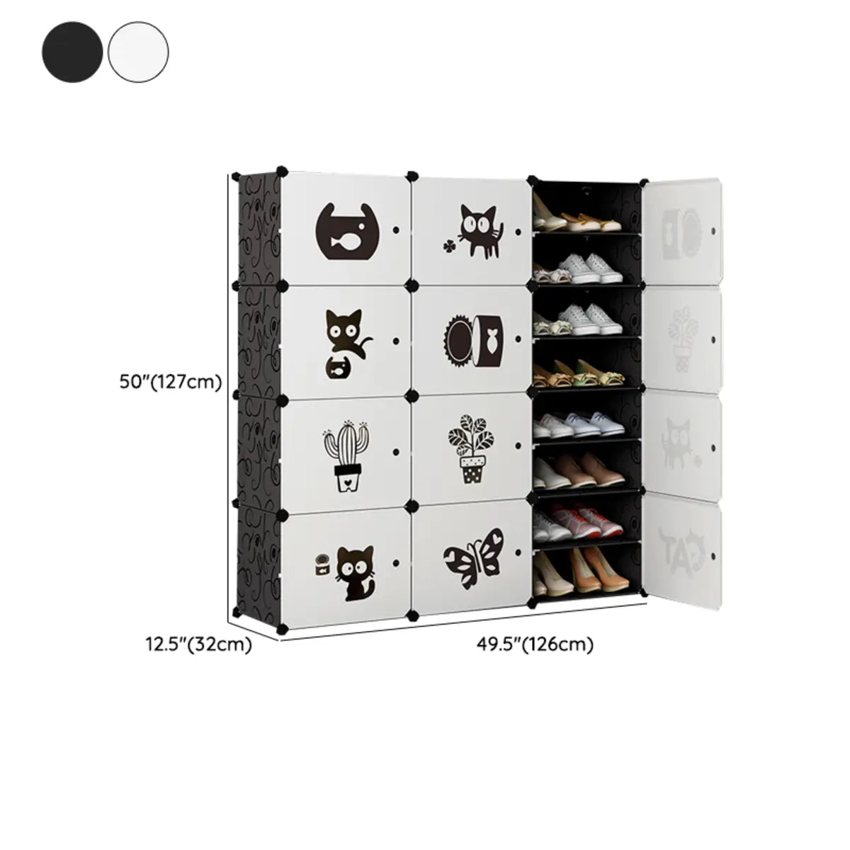 Minimalist Modular White Plastic Shoe Rack Entryway Image - 26