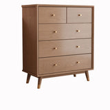 Minimalist Natural Rubberwood 5-Drawer Storage Dresser Image - 5